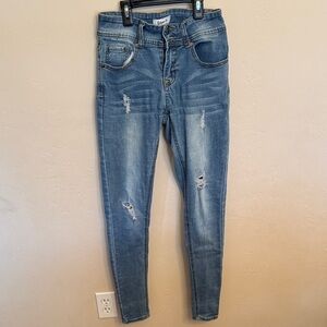 Between Us Light Blue Distressed Skinny Jeans